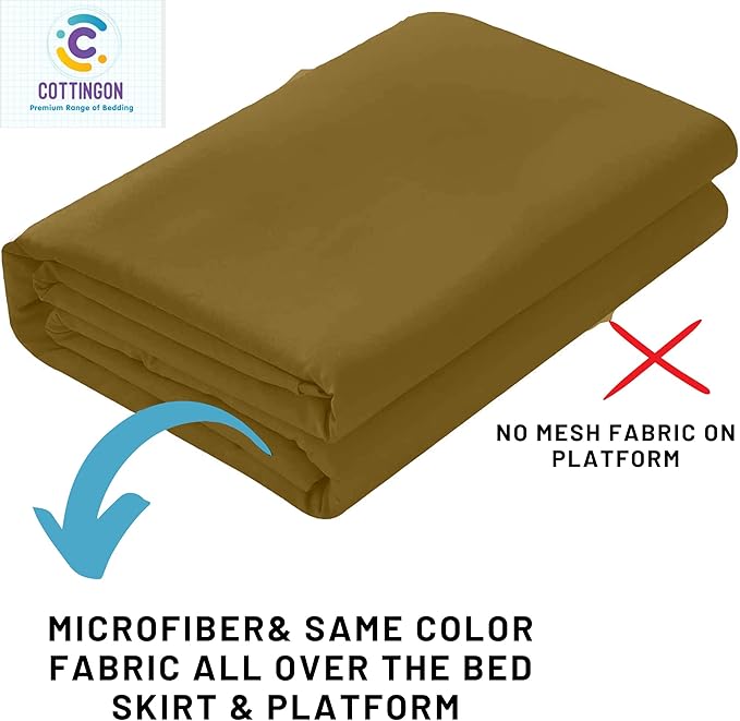 Cottingon Ruffled Bed Skirt with Split Corners-Dust Ruffle - 15" Drop 100% Microfiber Soft,Sheen & Luxurious Look - Bed Skirts (Taupe -Twin)