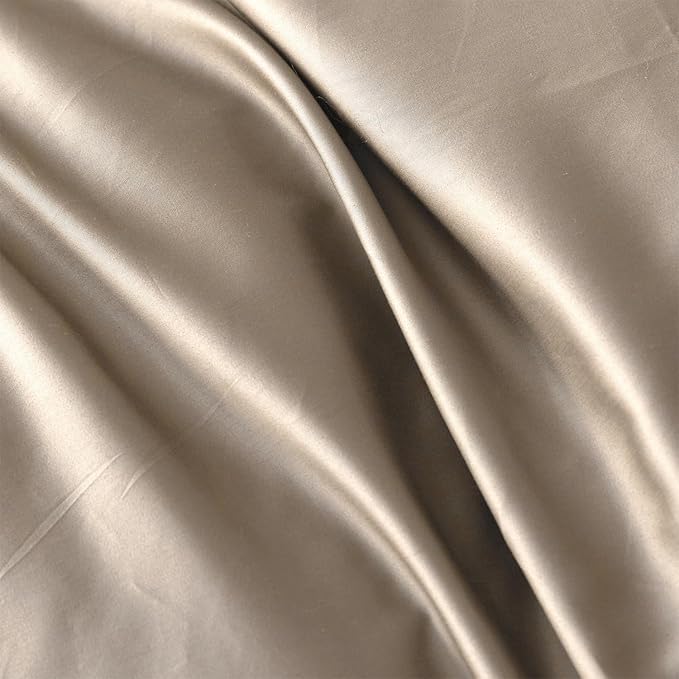 PURE ERA Duvet Cover Set King 800 Thread Count Long Staple Cotton Sateen Silky Soft Luxurious Smooth 3 Piece Set Dark Dessert Beige King