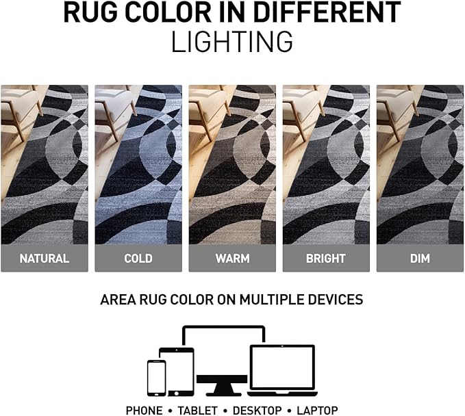 Rugshop Contemporary Abstract Circles Perfect for high Traffic Areas of Your Living Room,Bedroom,Home Office,Kitchen Square Area Rug 6'6" x 6'6" Gray