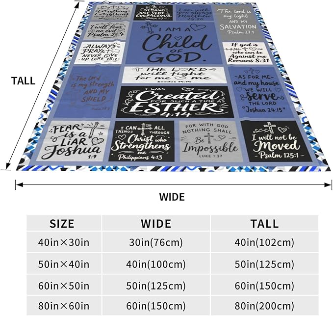 Christian Throw Blanket for Couch, Inspirational Gift for Women, Super Soft Plush Flannel Blanket, 50"x 60" Thoughts and Prayers Blankets for Bedroom Sofa Living Room Decoration