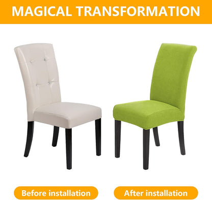 Howhic Chair Covers for Dining Room Set of 4, Stretchy Dining Chair Covers, Textured Jacquard Kitchen Chair Slipcovers, Classy Decor for Home and Banquet (Apple Green, 4 Pack)