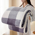 Sherpa Blanket Throw Blanket for Couch Sherpa Fleece Blanket Fluffy Checkered Soft Blanket for All Season Use Cozy Thick Warm Big Throws (Grey-Soft White, 80"*90")