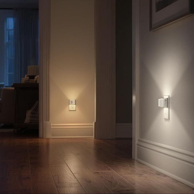 DORESshop LED Night Light[2 Pack], White Night Lights Plug into Wall, 3 Level Brightness Adjustable Plug in Night Light, Dusk to Dawn Sensor, Nightlights for Adults, Bedroom, Bathroom, Hallway, 3CCT