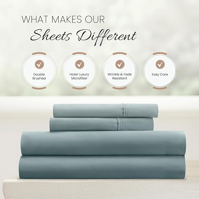 Linen Market Bed Sheets for Twin XL Size Bed (Ocean) - Sleep Better Than Ever with These Soft and Cooling Twin XL Sheets - Deep Pocket Fits 16" Thick Beds - 4 Piece Twin XL Sheet Set