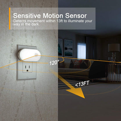 Lyridz Plug in Night Light with Motion Sensor, Smart Cool White LED Nightlights with 1-120LM Stepless Adjustable Brightness for Bathroom, Bedroom, Kitchen, Stairs, Hallway, 6 Pack