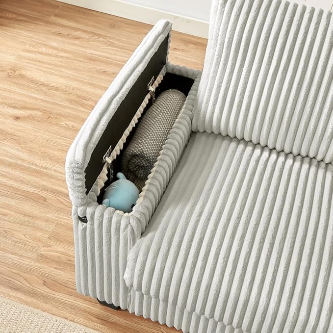 71" Loveseat Sofa, Modern Couches for Living Room,Corduroy Recliner, Dual armrest Storage Space, Integrated Spring Cushion, Solid Wood Frame, Built-in USB Charging Port (Beige)