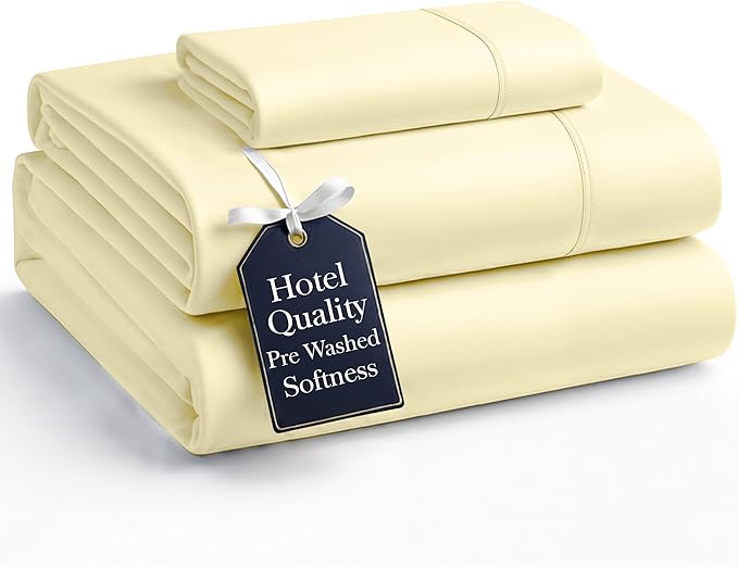 Casa Platino Twin Size Bed Set Pre-Washed, Ultra Soft & Breathable Sheets Twin, 3 Piece Set, Brushed Microfiber Bedding, Deep Pocket, Fits up to 15 inch Mattress– Twin, Vanilla