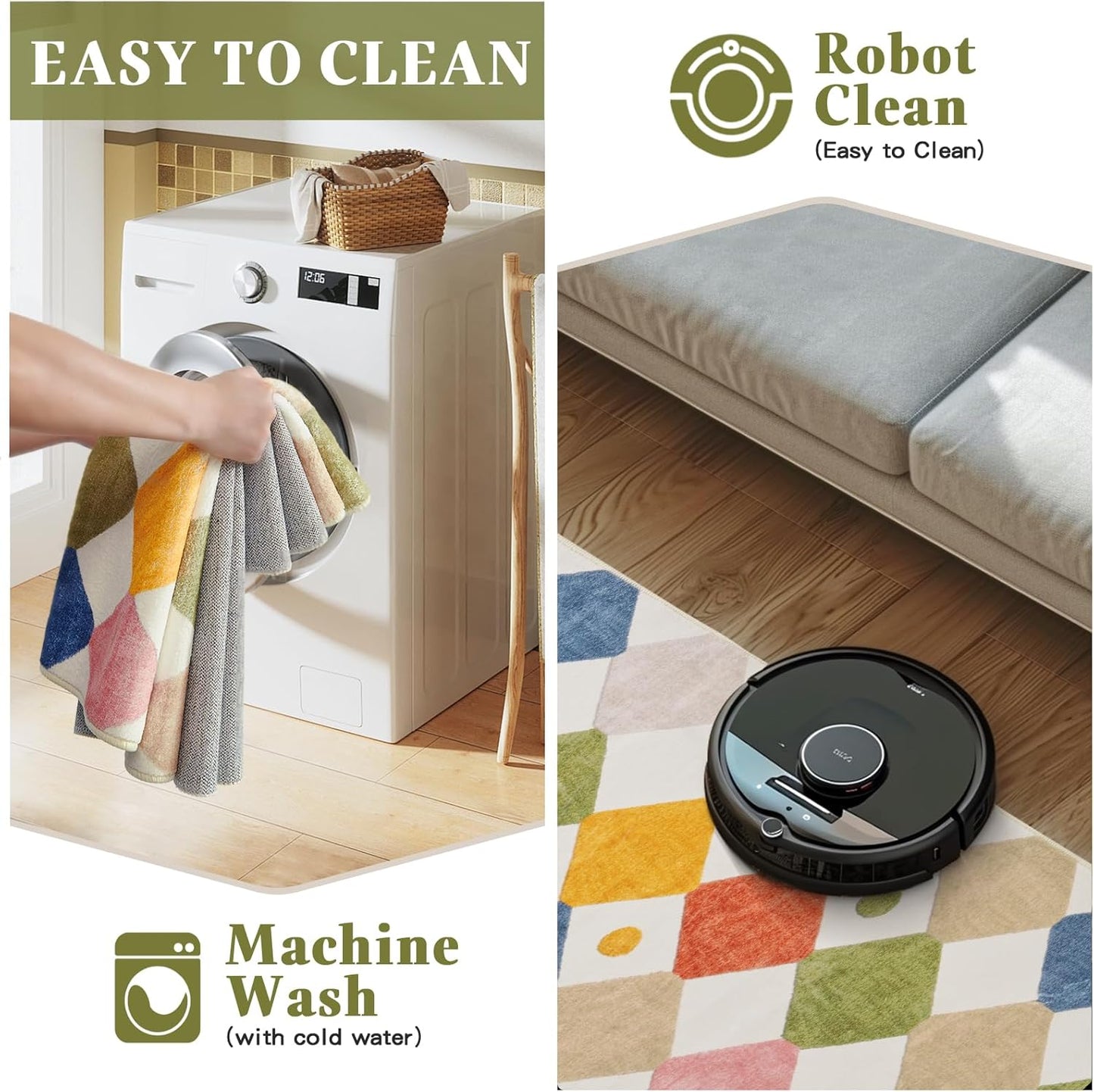 jinchan Kids Rug for Classroom 8ft Radius Corner Washable Area Rug Modern Colorful Quarter Circle Rug Soft Non-Slip Carpet for Nursery Playroom Daycare Reading Nook Living Room Circus on Cream