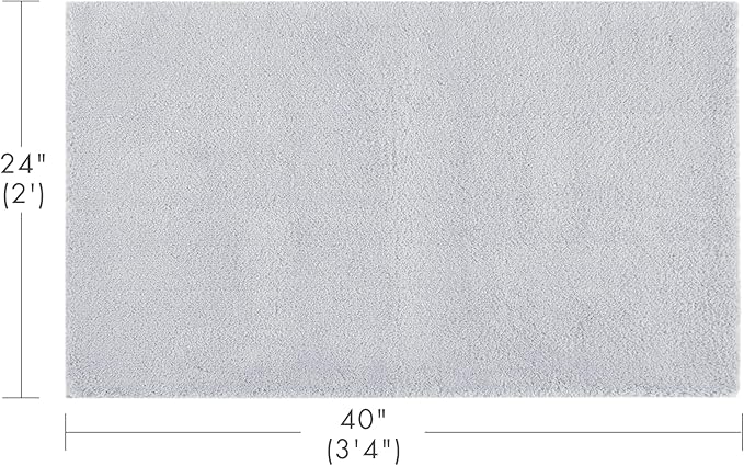 Madison Park Signature Non Slip, Luxrurious Plush Mat, Absorbent, Quick Dry, Spa Design Bath Room Décor Marshmallow Bathroom Rug, 2'x3'4", Silver