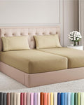 Split King Size 5 Piece Sheet Set - Comfy Breathable & Cooling Bed Sheets Set - Hotel Luxury Bedding for Women, Men, Kids, Teens, Boys & Girls - Deep Pockets, Soft and Wrinkle Free - Oeko-Tex - Beige