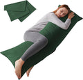 ELNIDO QUEEN Body Pillow with Pillowcase - Soft Long Bed Pillow for Adults - Breathable Full Body Pillow Insert for Sleeping, 20x54inches - Dark Green