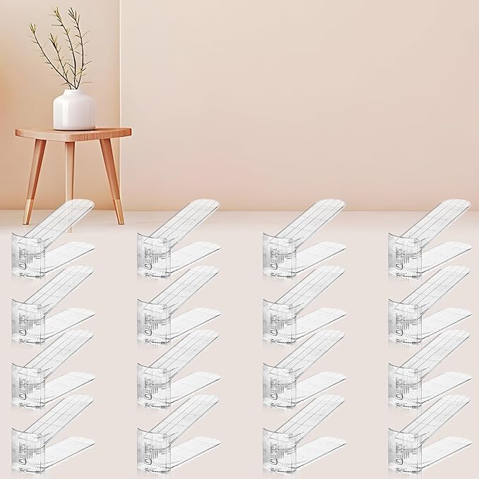 Shoe Slots Organizer for Closet,16 Pack Shoe Stacker Shoe Rack Organizer for Closet Space Saver Storage Shoe Holder Organization(Transparent)