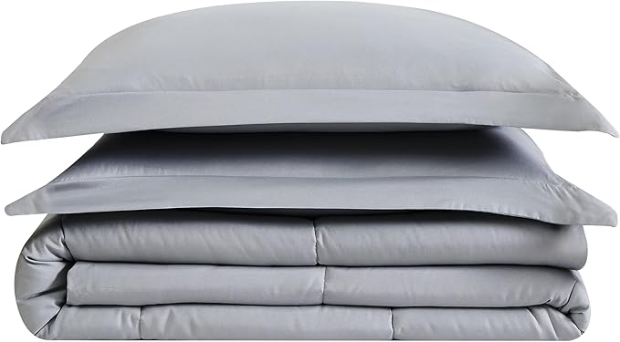 LONDON FOG Garment Washed Solid Comforter Set Grey Microfiber 2-Piece Twin XL Comforter Set, Solid Themed, Adult and Teen, Oeko-TEX Certified