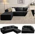 106" Modular Sectional Couch Left/Right Facing Convertible, L-Shape Modern Teddy Sofa, Deep Seat Upholstered Foam Couch for Living Room Bedroom, No Assembly Required (Black, Teddy Boucle)