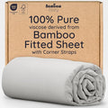 Bambaw 100% Viscose Derived from Bamboo Fitted Sheet Full Size, Cooling Fitted Sheet Full Size, 15’’ Deep Pockets Full Fitted Sheets Only, Ultra Soft Full Size Bottom Sheets Only (Moonlight Gray)