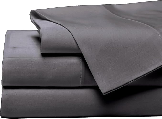 Cozy Earth Luxury Bed Sheet Set - 100% Viscose from Bamboo Fabric, Ultra-Soft & Breathable, Fits Regular & Deep Pocket Mattresses up to 20" - 4 Pieces Split King Sheet Set Charcoal