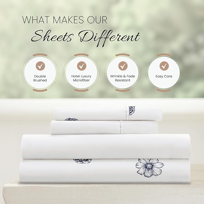 Linen Market 4 Piece California King Bedding Sheet Set (Navy Blue) - Sleep Better Than Ever with These Ultra-Soft Cooling Bed Sheets for Your California King Size Bed - Deep Pocket Fits 16" Mattress