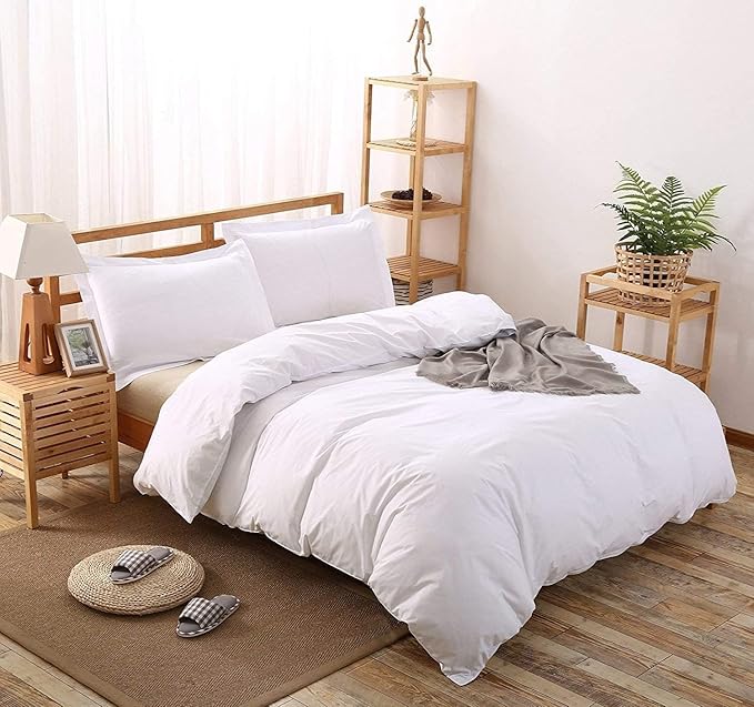 1000 Thread Count Super King Duvet Cover Set 100% Egyptian Cotton, True Luxury Hotel Quality Duvet Cover with Pillow Shams - 5 Pieces Comforter Cover with Zipper Closure (White)
