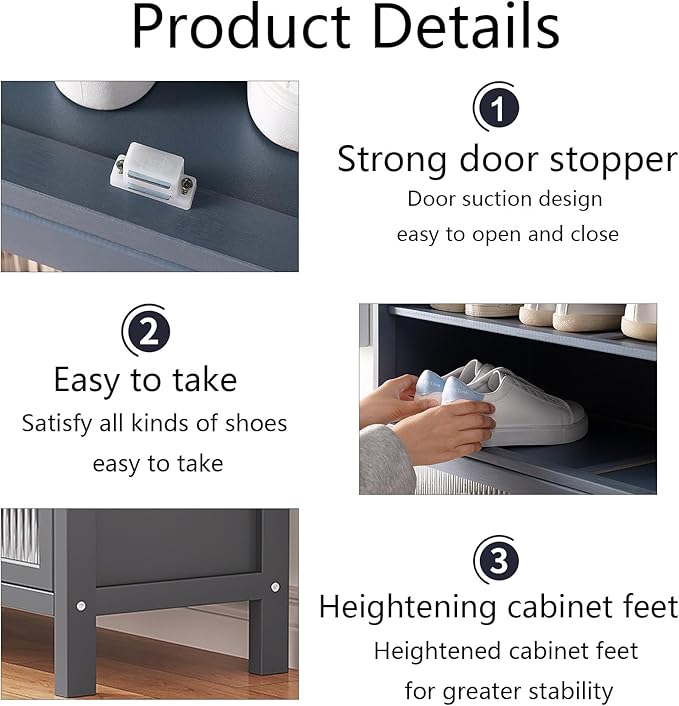 Bamboo Shoe Cabinet with Acrylic Door,10-Tier Shoe Storage Rack, 40-45 Pairs Freestanding Shoe Rack, Entrance Shoe Cabinet for Hallway Living Room
