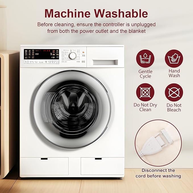 Full Size Heated Blanket Fast Heating - 72" x 84" Electric Blanket Full with 6 Heating Levels, 10 Hours Adjustable Timer, ETL Certified, Washable Heating Blankets for Home Office, Red