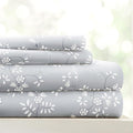 Linen Market Patterned Microfiber King Sheet Set 4 Piece – Oeko-TEX Certified Ultra Soft & Wrinkle-Free - 16" Deep Pocket Sheets - Easy Care King Size - Trellis Vine Light Gray