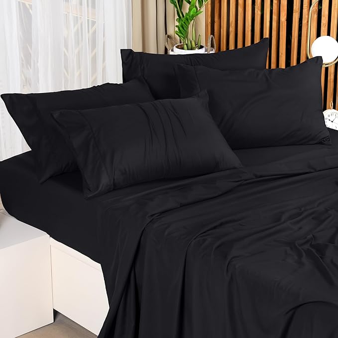 Utopia Bedding Queen Bed Sheets Set - Pack of 10 Sheet Sets - Perfect for Spa, Hotel, & Guest Bedroom - Brushed Microfiber - Shrinkage and Fade Resistant - Easy Care (Black)