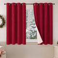 Red Christmas Linen Blackout Curtains 54 Inch Long 2 Panels, Cold Blocking Winter Thermal Insulated Curtains for Living Room Small Window Decor, Soundproof Curtains Each 52x54 Inch 2 Panels