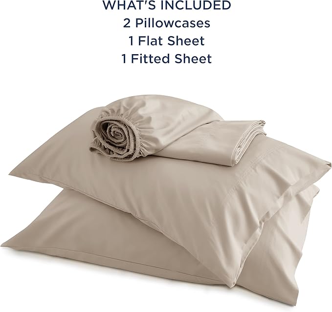 Bedsure California King Sheet Sets, Cooling Sheets, Rayon Derived from Bamboo, Deep Pocket Up to 16", Breathable & Soft Bed Sheets, Hotel Luxury Silky Bedding Sheets & Pillowcases, Simply Taupe
