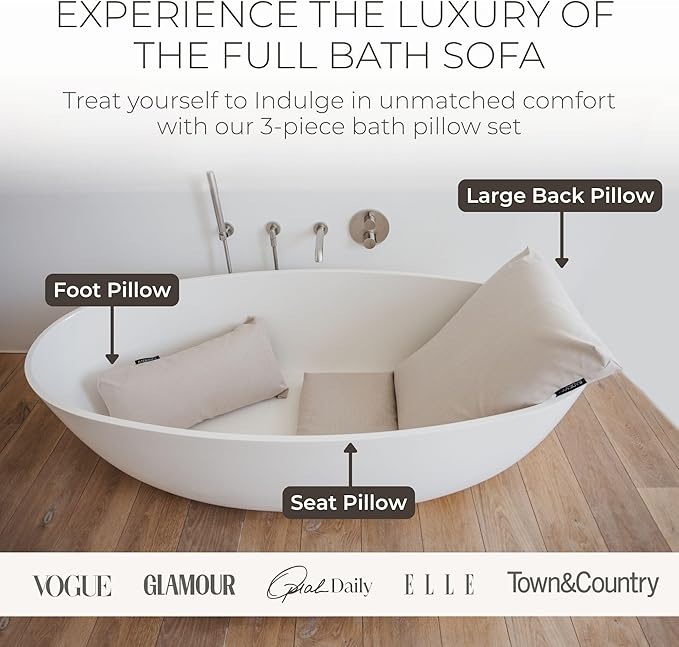 BADESOFA® Luxury Bath Pillows for Tub Full Body Set - 3-Piece Bath Pillow Set with Premium Materials & CleanDry+ - Bathtub Pillows for Head and Neck Support - Tub Pillow for Bathtub in Charcoal