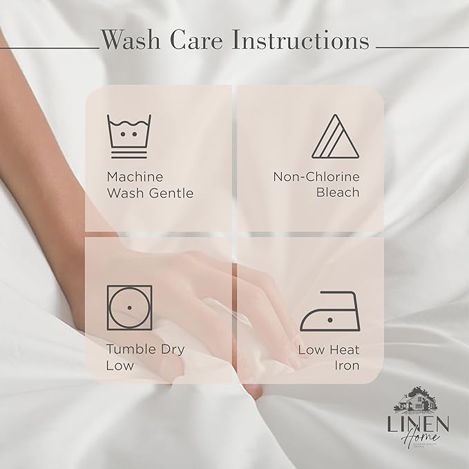 Linen Home 100% Cotton Percale Sheets Full Size, Sand Shell, Deep Pocket, 4 Pieces Set - 1 Flat, 1 Deep Pocket Fitted Sheet and 2 Pillowcases, Crisp Cool and Strong Bed Linen