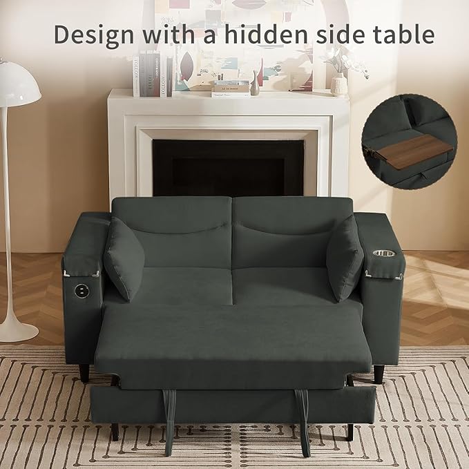 66.4" Loveseat Sofa, Modern Couches for Living Room,Corduroy Recliner, Dual armrest Storage Space, Integrated Spring Cushion, Solid Wood Frame, Built-in USB Charging Port (Grey)