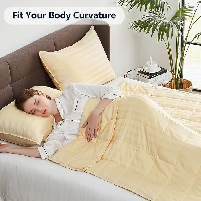 Weighted Blanket Twin Size (48"x72" 20lbs),Ultra Soft and Cozy Cooling Weighted Blanket Twin Size for Adult,Heavy Blanket with Machine Washable Soft Blanket, Beige