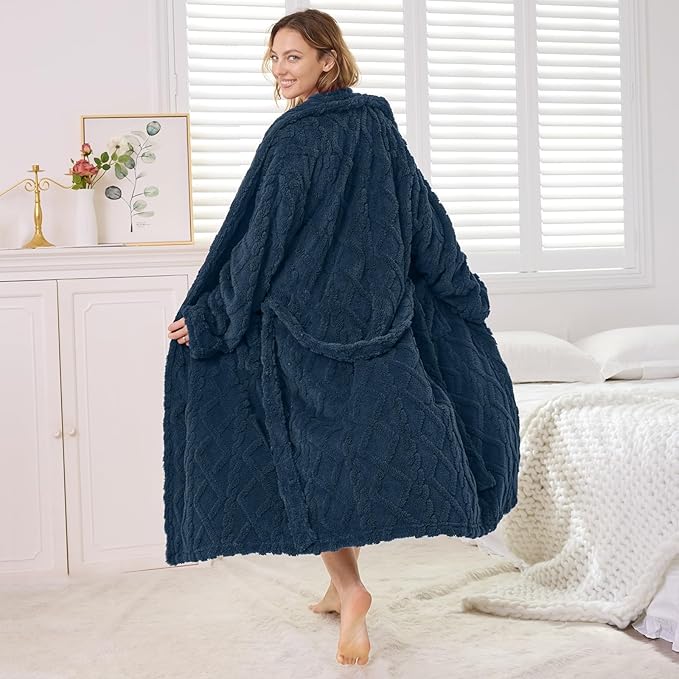 MIZZEO Microfiber Robes for Women, Cozy Soft Warm Plush Women Robe Plush Long Bathrobe