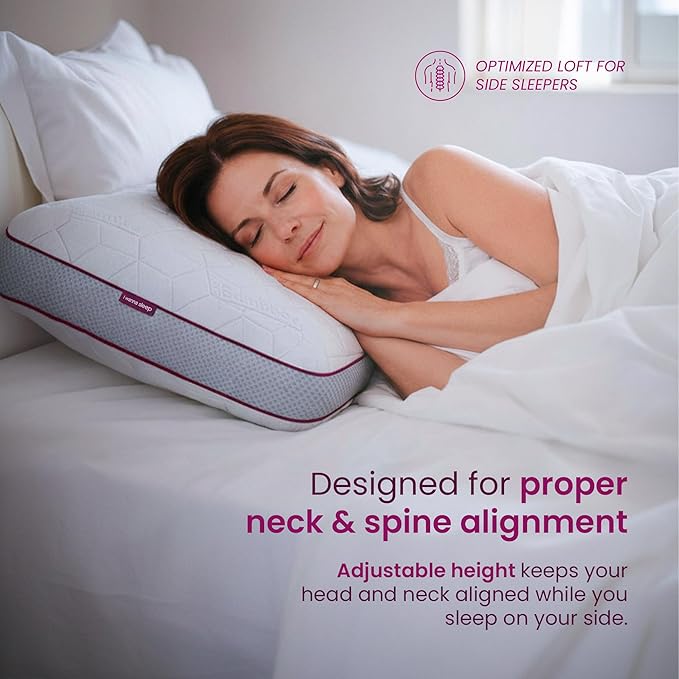 IWS I WANNA SLEEP SnowTouch® Adjustable Pillow, Neck Support, Queen Size Bed Pillows for Sleeping, Gel Cross Cut Memory Foam for Side Sleepers