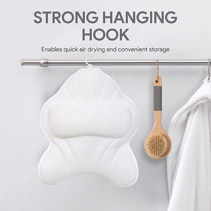 Extra Thick Large Bath Pillow with Neck,Back,Head Support for Bathtub, Spa, Soaking White(21''x17'')