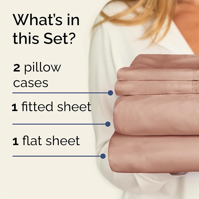 Twin XL 4 Piece Sheet Set - Cooling, Comfy & Breathable - Hotel Luxury Bedding, Includes Fitted Sheet for Women, Men, Kids and Teens - 1 Flat, 1 Fitted Sheet, 2 Pillowcases with Deep Pockets - Mauve