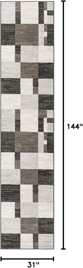 Unique Loom Autumn Collection Area Rug - Providence (2' 7" x 12' Runner, Gray/ Ivory)