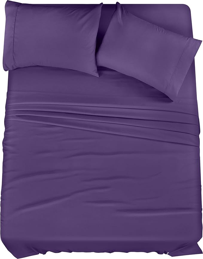 Utopia Bedding King Sheet Set – 4 Piece Bed Sheets for King Size Bed, Soft and Breathable Microfiber, Includes 1 Fitted Sheet, 1 Flat Sheet and 2 Pillowcases (Egg Plant)