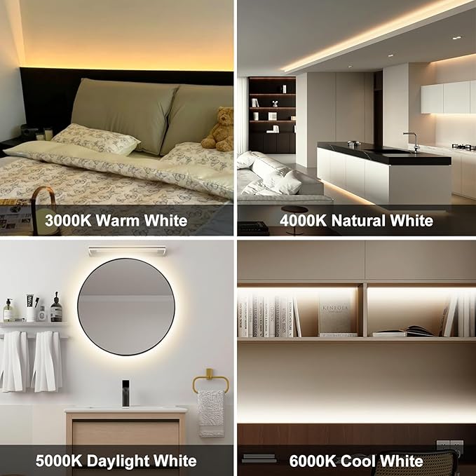 COB LED Strip Light,CCT Dimmable Strips Light,2700K-6500K,24ft/7.5m,8mm Wide,CRI90+ 24V LED Strips Kit with Bluetooth APP Control/Music Mode,for Bedroom,Kitchen,DIY Lighting