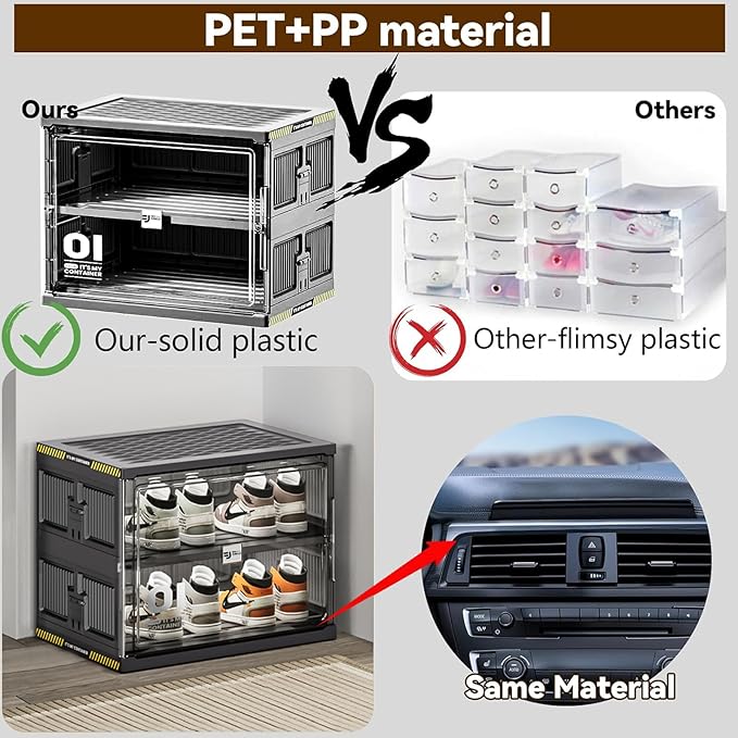 40 Pairs Portable Shoe Storage Cabinent of 3-Step Fast Installation,Plastic Shoe Box with Magnetic Clear Door for Entryway, Enclosed Shoe Rack for Sneaker, Heels etc.. (2Row, 10Tier)