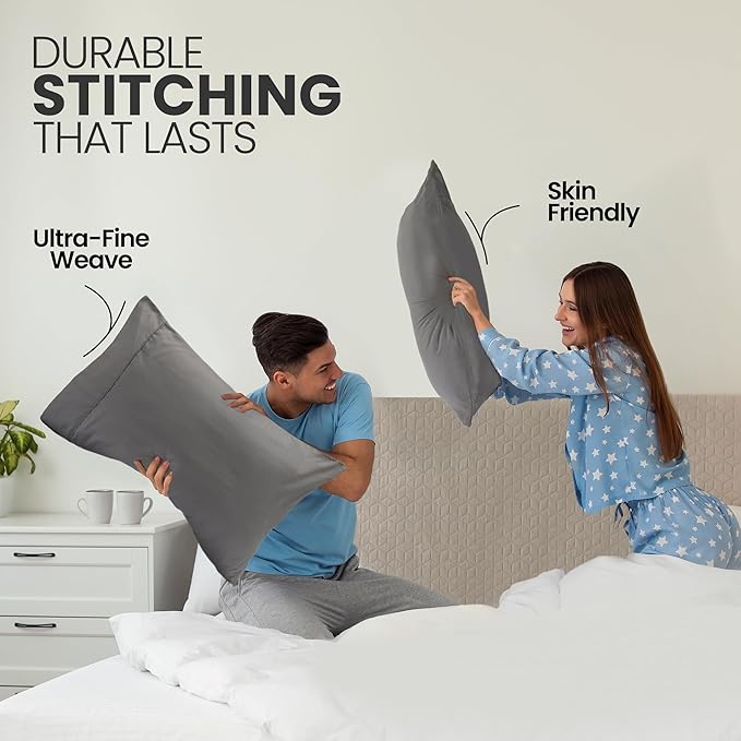 Pillow Covers by Utopia Bedding - King Size 2-Pack – Soft Brushed Microfiber – Perfect for Hospitals, Hotels, Guest Rooms – Oeko-TEX Certified, 20x40 Inches (Grey)