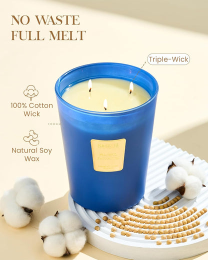 M&SENSE Peaceful Patchouli Scented Candle 35oz 150H Burn Time Long Lasting, 3-Wick Natural Aromatherapy Candle Highly Scented, Home Fragrance Housewarming Gifts