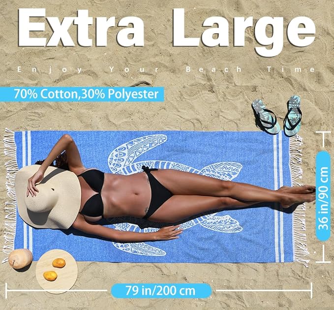 Thin Turkish Beach Towel Lightweight Quick Dry Absorbent Cotton Bathroom Bath Pool Swim Towels Extra Large Oversized Sand Free Beach Accessories Essentials Cloud Gifts for Adult