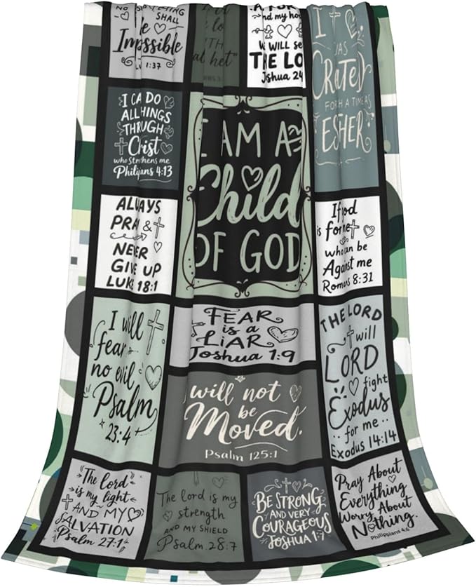 Christian Throw Blanket for Couch, Inspirational Gift for Women, Soft Plush Flannel Blanket, 50"x 60" Thoughts and Prayers Blankets for Bedroom Sofa Living Room Christmas Halloween Decoration