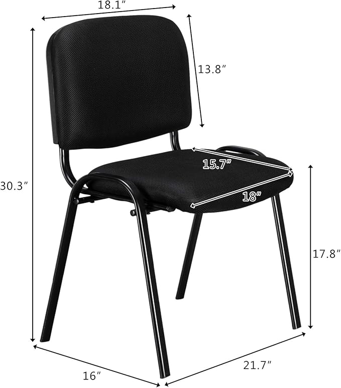 VINGLI Black Mesh Chairs - 10-Pack Stackable Armless Chairs for Office, Church, Conference & Meeting Rooms