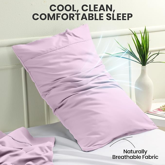 Pillow Covers by Utopia Bedding - King Size 2-Pack – Soft Brushed Microfiber – Perfect for Hospitals, Hotels, Guest Rooms – Oeko-TEX Certified, 20x40 Inches (Lavender)