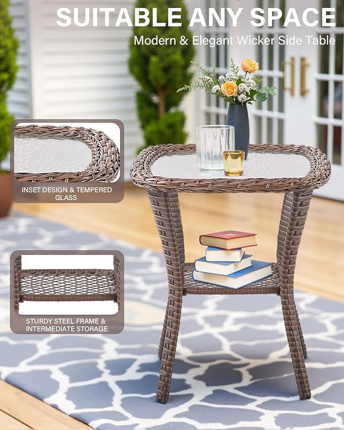 Belord Luxury Patio Furniture Set with Fire Pit Table - Outdoor Swivel Rocker Chairs Set of 4 with 30 inch Propane Fire Table for Patio Conversation and Cozy Outdoor Gatherings