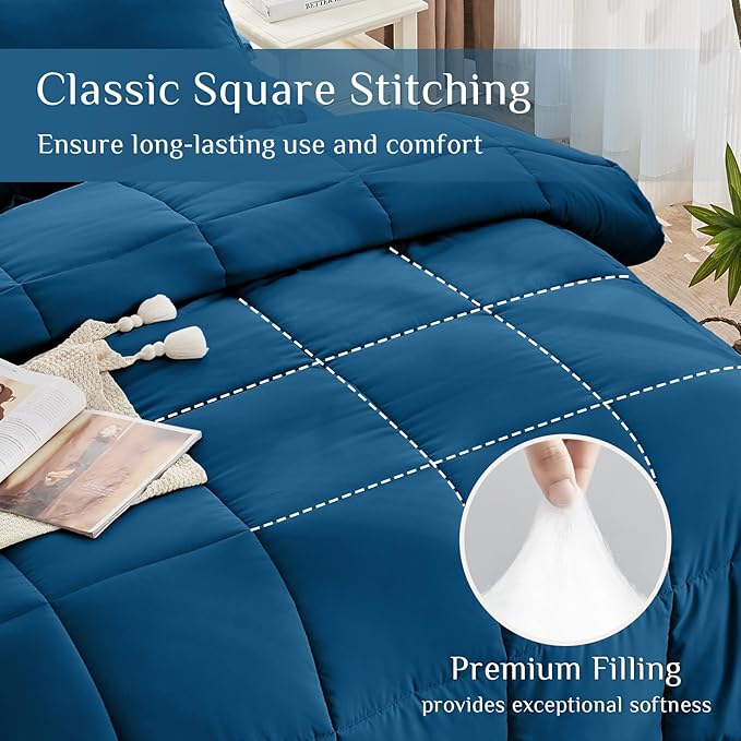JOLLYVOGUE King Comforter Set, Ultra-Soft Bed in a Bag King Size 7 Pieces, Oeko-TEX Certified Bedding Set with Down Alternative Comforter, Sheets, Pillowcases & Shams, Teal