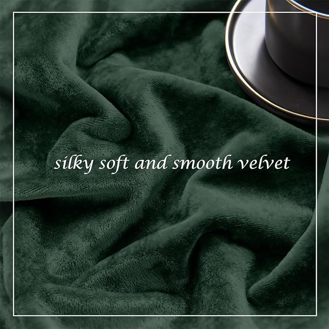 SMILETIME Forest Green Crushed Velvet Curtains 52x96 inch Luxurious Thermal Insulated Soundproof Drapes for Living Room Bedroom Office Soft and Durable Light-Filtering Window Treatments, 2 Panels