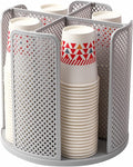 Paper Cup and Lid Holder Plastic Cup Storage Organizer Coffee Cup Dispenser for Countertop, Breakroom, Bathroom, Coffee Station, Bar, Buffet, Kitchen Cabinet - Gray